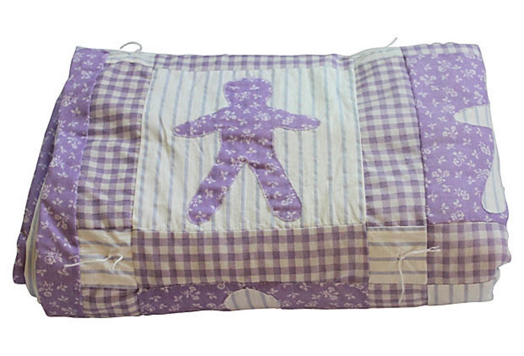 Lavender & White Child's Quilt Baby Doll Quilt Purple Crib Quilt