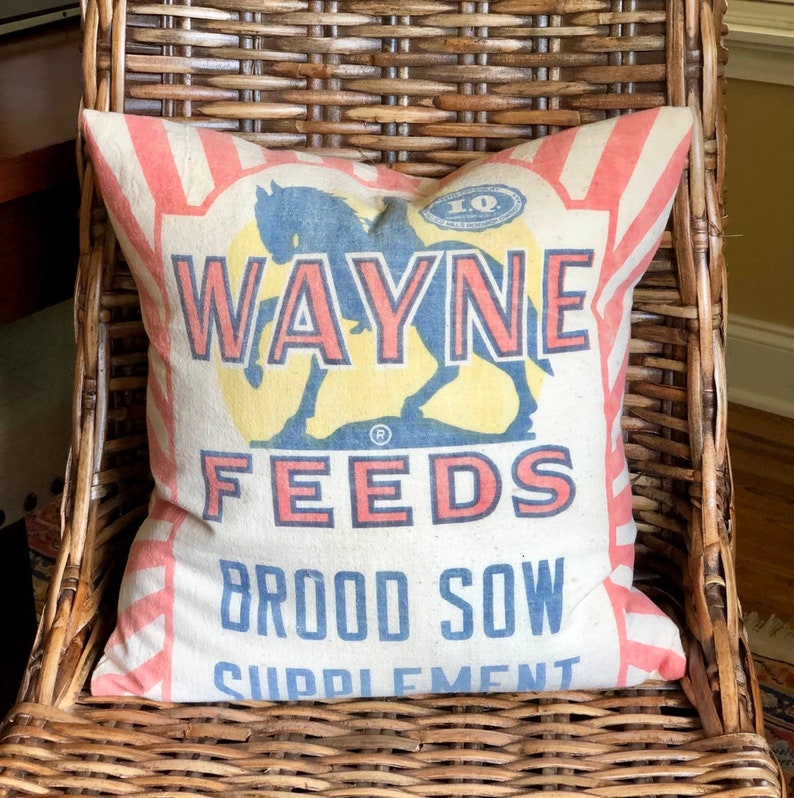 Authentic Vintage Feed Sack Pillow Cover Horse Knight Etsy