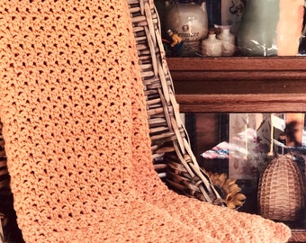 Pumpkin Throw - Chunky Crochet Blanket - Fall Crochet Afghan - Autumn Crochet Throw - Warm Lap Blanket - Fall Decor - Orange Clay