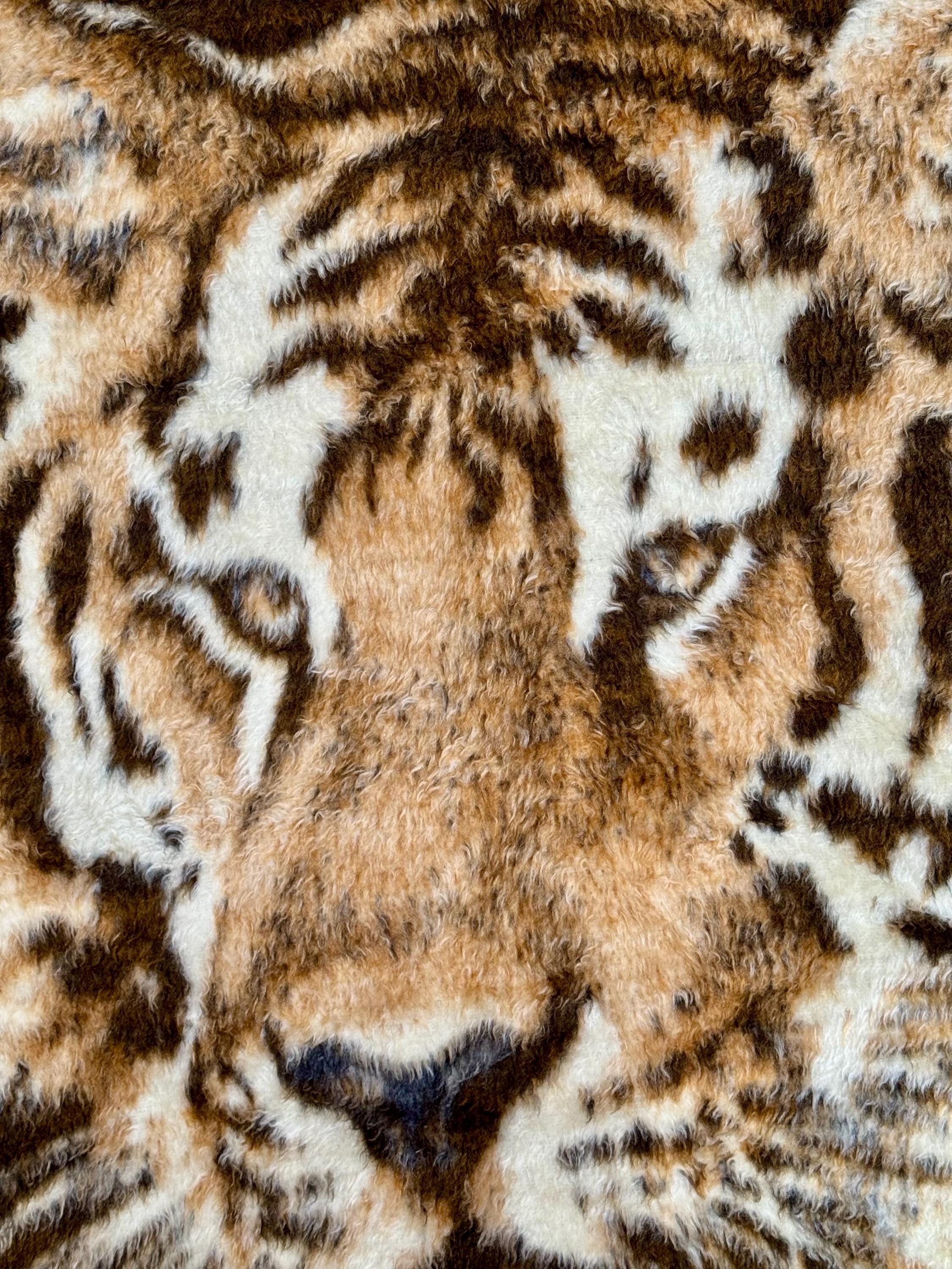 Vintage Biederlack Tiger Blanket: 1980s Reversible Throw, Made in