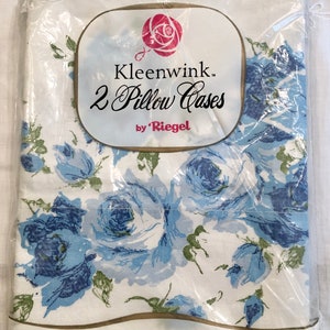Blue Cotton Roses Bedding Iris Pillowcases Combed Percale Cottage Country Farmhouse Spring Fresh Riegel Roses Cases