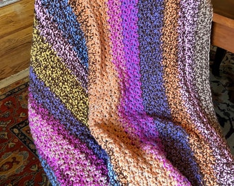 Multi-Color Throw - Chunky Crochet Blanket - Fall Crochet Afghan - Autumn Crochet Throw - Warm Lap Blanket - Fall Decor - Boho Handmade Gift