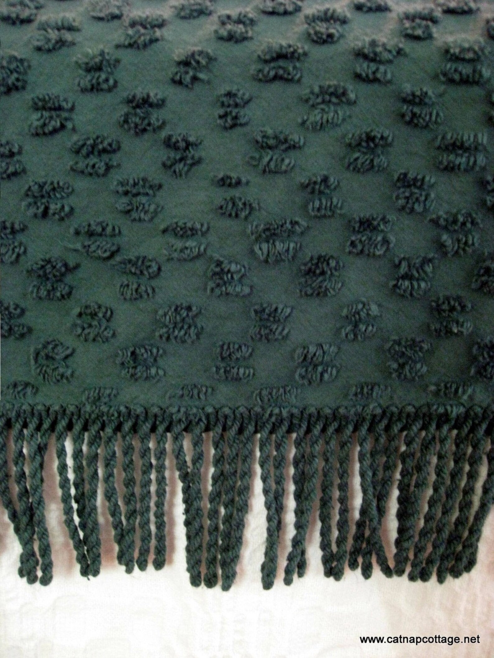 Vintage Chenille Bedspread Dark Green All Cotton Twin or Etsy