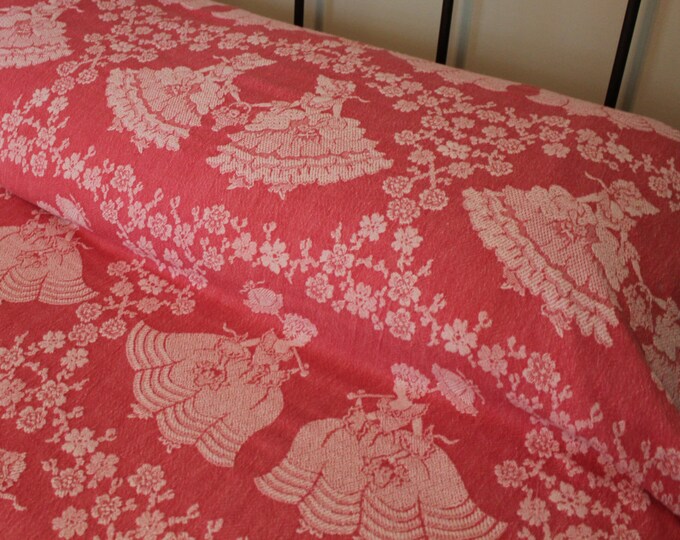 Vintage Blanket or Bedspread Pink Cotton Bates Ladies Etsy