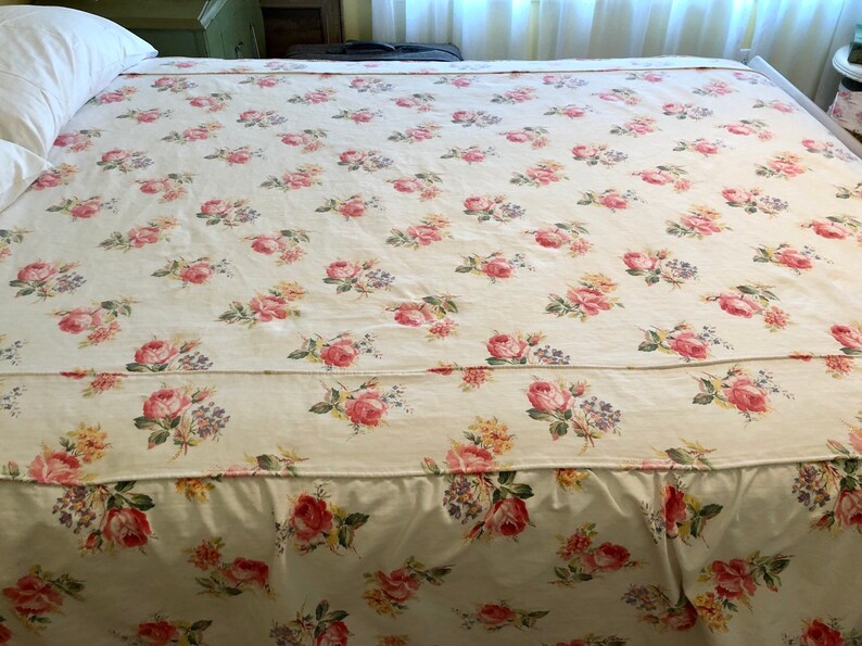 Vintage Roses Bedspread Full Size Cottage Style Roses Etsy