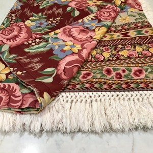 Boho Vintage Palms & Pomegranates Duvet Cover - Full Size with Fringe - Rare Vintage Bedding