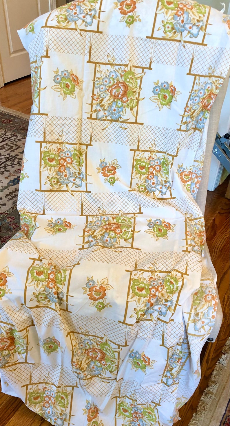 Vintage Bed Sheet Cannon Monticello Lattice Garden Twin Fitted Sheet 1970s 1980s Bedding image 3
