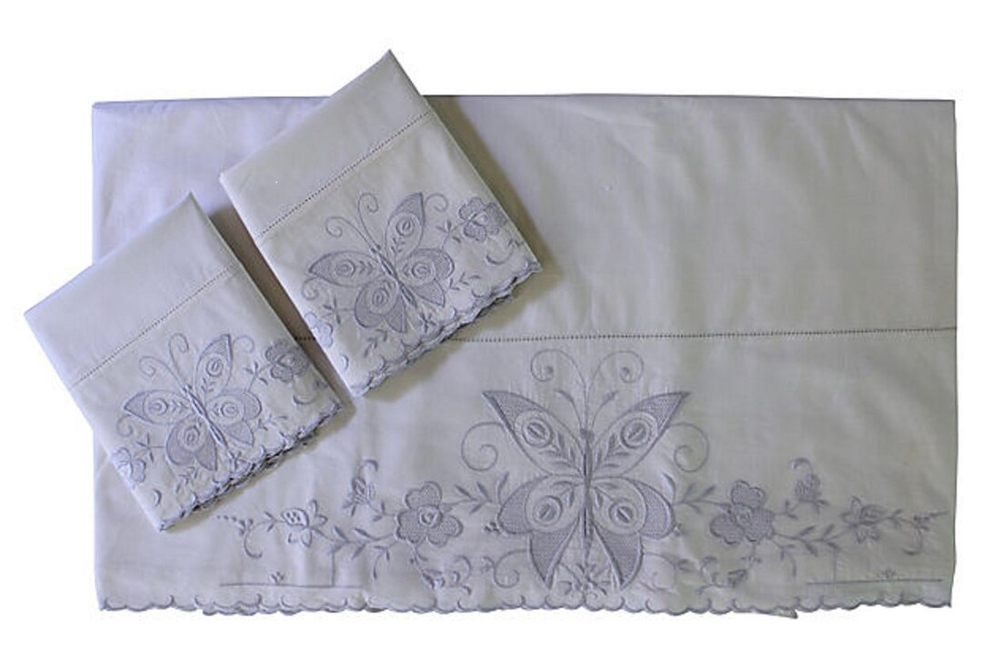 Vintage Bed Sheet Set Vintage Sheet Set Italian Butterfly Etsy