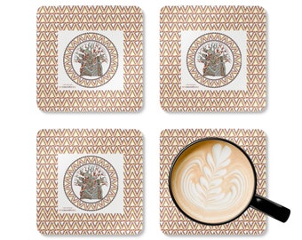 Corkwood Set of 4 Coasters- I am African