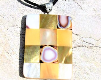 Inlaid Mother of Pearl Pendant, MOP Pendant Necklace, Simple and Unique Design, 184