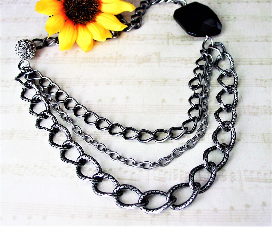 Multi-chain Asymmetric Necklace With Pendant Multi Strand - Etsy