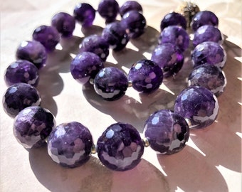 Natural Amethyst Necklace, Vibrant Color, Fashion Jewelry, Classy Design, Focal Necklace, Sleek, Ideal Gift, Vibrant, Beaded Necklace, 172