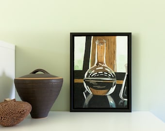 Original Painting Acrylic on Canvas Original Artwork Realism Wall Art Wall Decor Glass Chemistry Flask Florence Flask Science Art Realistic