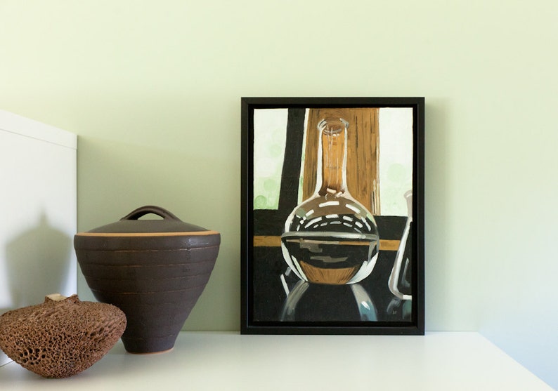 Original Painting Acrylic on Canvas Original Artwork Realism Wall Art Wall Decor Glass Chemistry Flask Florence Flask Science Art Realistic image 1