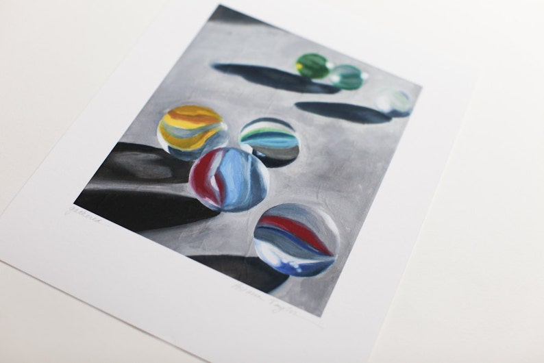 Fine Art Print Glass Marbles Art From Original Oil Painting 8.5x11 Print Glass Art Print Toy Marbles Print Wall Decor Art Print Wall Prints image 4