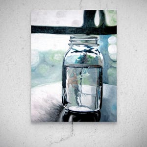 Ball Jar Oil Painting Print, Unframed, Still Life Kitchen Decor, Food Art image 1