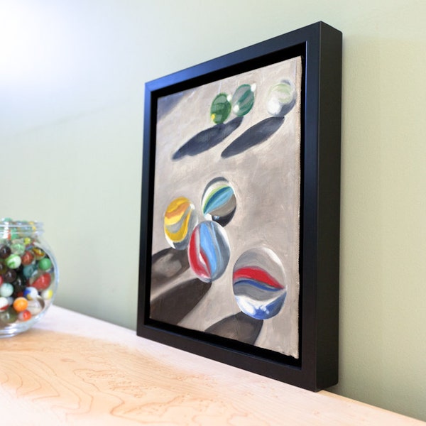 original oil painting - Gathered marbles