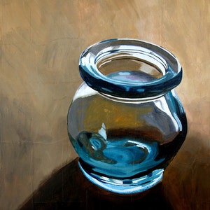 Fine Art Print From Original Oil Painting Wall Art Wall Decor Realistic Painting Turquoise Glass Bottle Glass Art Ready to Frame Art Print