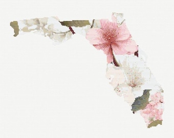 Korsstygnsmönster | Floridas statsblomma | Apelsinblomma | Floridas silhuett | PDF direktnedladdning