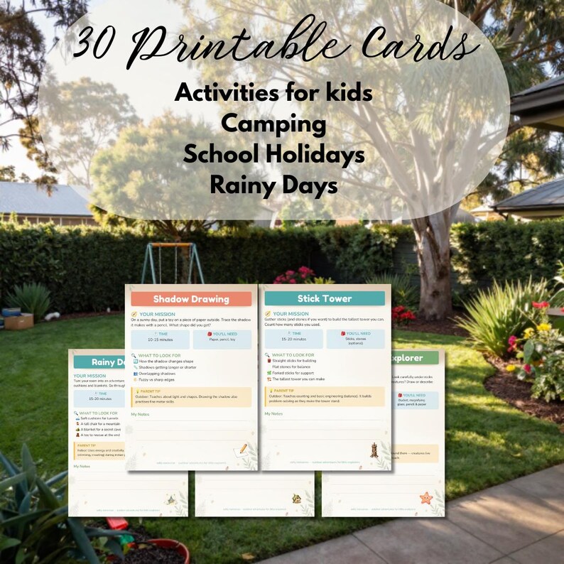 Kids Adventure Cards | Screen-free Activities for Holidays, Camping ...