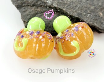Handmade Glass Pumpkin Beads: Lampwork Autumn Jewelry Supplies  Glittering Prize Glass