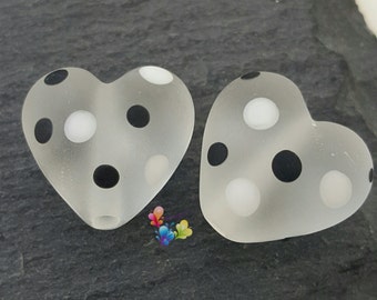 Lampwork Beads Monochrome City Chic Dottie Hearts Black and white