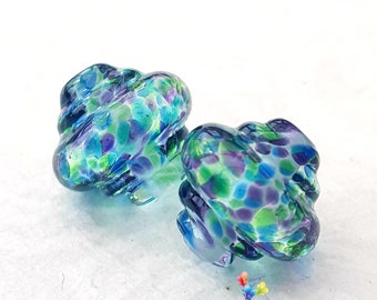 Peacock Spinner Pair, Lampwork Glass Beads, Handmade Glass Beads, Small Beads