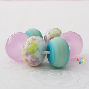 Lampwork Beads Handmade, Small Beads, Rosey Peony Trio  made similar to order