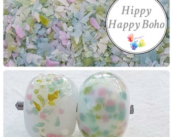 HIPPY HAPPY BOHO Lampwork Frit Blend, fine blend size 0 coe 94-96, Lampwork Supply, Glass Supply, green Frit, yellow Frit, blue, Fusing