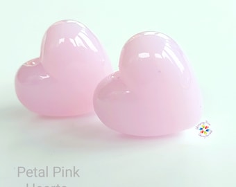 Perles au chalumeau, paire de coeurs, coeurs roses pétales pour la fabrication de bijoux sur commande