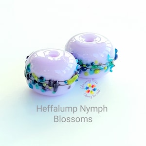 Lampwork Beads Handmade, Glass Beads, Purple Beads, Heffalump Nymph Blossom Pair made to order