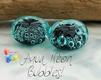 ランプワークガラスビーズ ハンドメイド、インキーブルースター