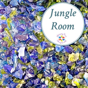 k1 Jungle Room REGULAR, Lampwork Frit Blend, regular grind size blend coe 94-96, Lampwork Supply, purple green blue striking stained glass image 1