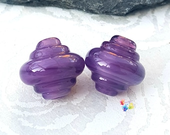 Mystic Violet Spinner Pair, Lampwork Glass Beads, Handmade Glass Beads, Small Beads