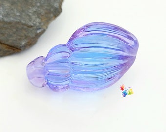 Lampwork Focal Bead Handmade Lavender Blue Seashell rainbow
