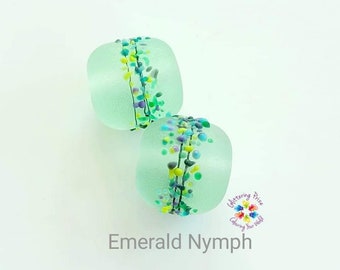 Lampwork Beads Handmade, Small Beads, Green Beads, Pale Emerald Nymph Barrels made to order