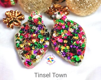 Handmade Tinsel Town Fairy Lights  Christmas Glitter charms Ornaments light bulbs sparkling glitter resin cute made to rder
