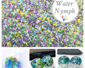 WATER NYMPH, Lampwork Frit Blend, fine blend coe 94-96, Lampwork Supply, Glass Supply, Fusing Supply, blue purple green