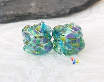 Water Nymph Spinner Pair, Lampwork Glass Beads, Handmade Glass Beads, Small Beads, Blue Beads