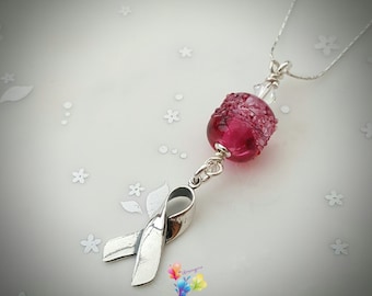 Pink Blossom Pendant, Sterling Silver Necklace, Lampwork Jewellery, Gift for Her