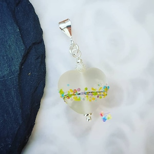 Memorial Jewelry, Memorial Lampwork Bead, Heart Bead, Pendant, Ashes, Pet, Loved One, Glass Memorial Bead, Necklace