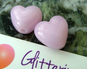 Lampwork Beads, Heart Pair,  Petal Pink Hearts for jewellery making made to order