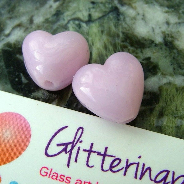 Lampwork Beads, Heart Pair,  Petal Pink Hearts for jewellery making made to order