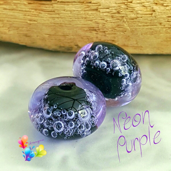 Glass Lampwork Beads Neon Purple Bubbles Pair, made similar order