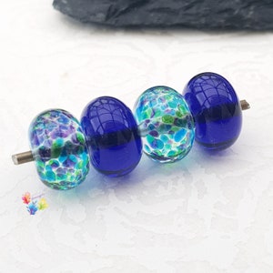 Lampwork Beads Handmade, Small Beads, Purple Peacock Fritties, Stained Glass, made to order