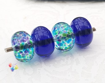 Lampwork Beads Handmade, Small Beads, Purple Peacock Fritties, Stained Glass, made to order