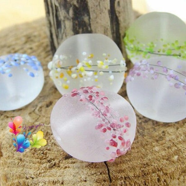 Lampwork Glass Beads Rainbow Blossom per bead