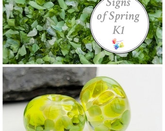 K1 Lampwork Frit Blend Signs Of Spring, regular blend size k1 coe 96, Lampwork Supply, Glass Supply, Green Frit