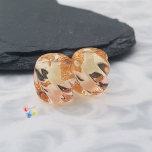 Lampwork Beads Handmade, Ombre Beads, Small Beads English Tea Rose Ombre Twists Pair, Two Tone