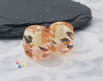 Lampwork Beads Handmade, Ombre Beads, Small Beads English Tea Rose Ombre Twists Pair, Two Tone
